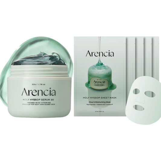 Glow Hyssop Skincare Duo [Glow Hyssop Overnight Face Mask Serum + Glow Hyssop Sheet Mask, 5pack]