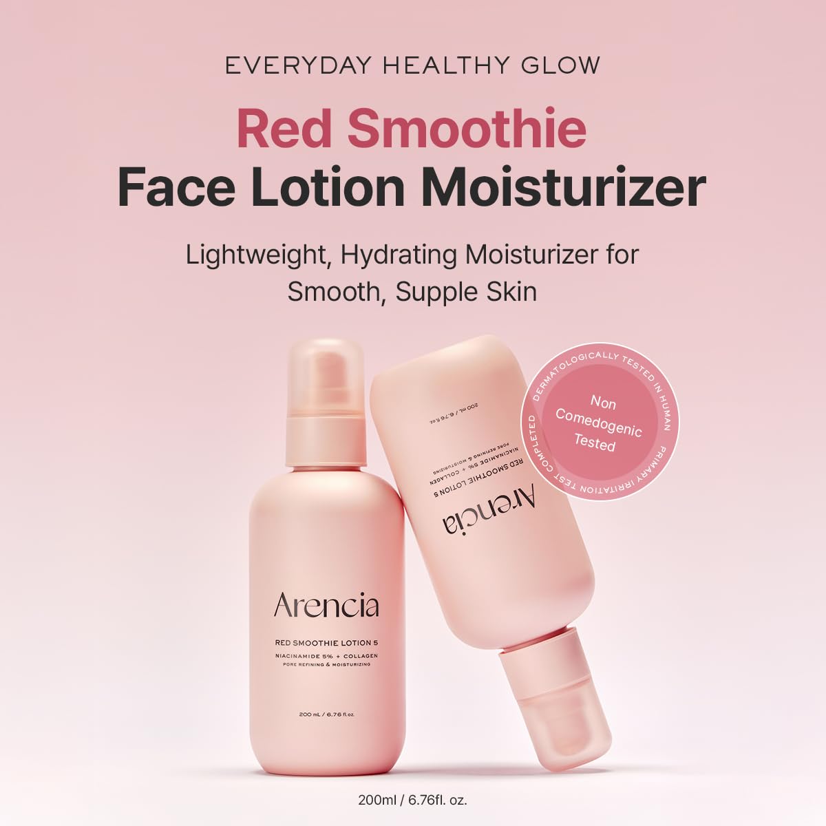 Red Smoothie Lotion 5, Face Moisturizer with Niacinamide 5%, Collagen, Peptide Complex, Hydrating Skin Care, 6.76 fl oz